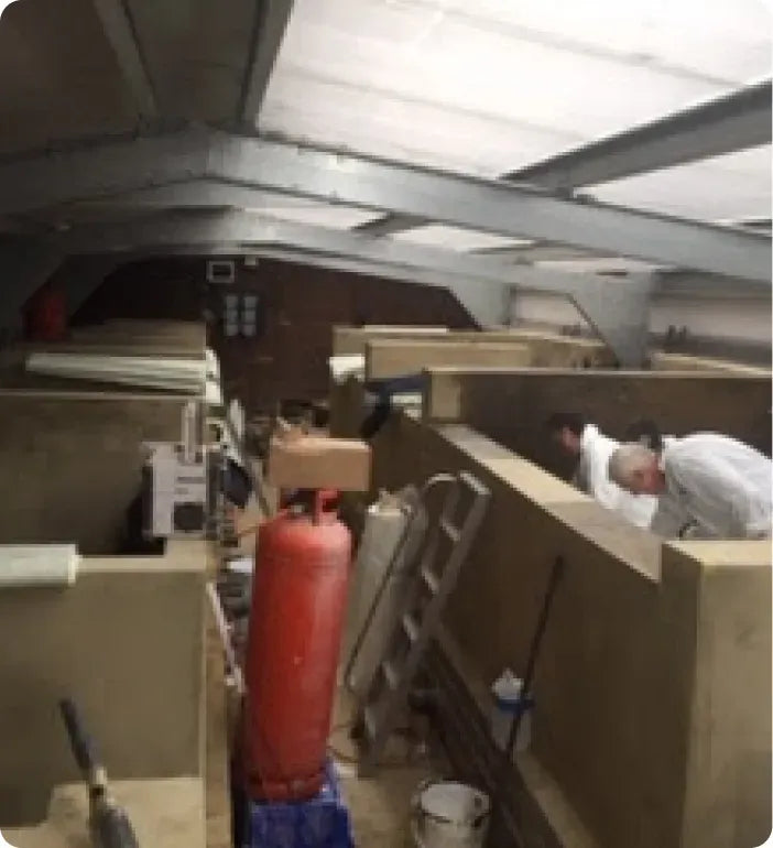 a kitchen filled with lots of appliances and a fire extinguisher